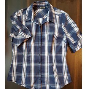 NY&C Cuffed 1/2 Sleeve Plaid Button Up